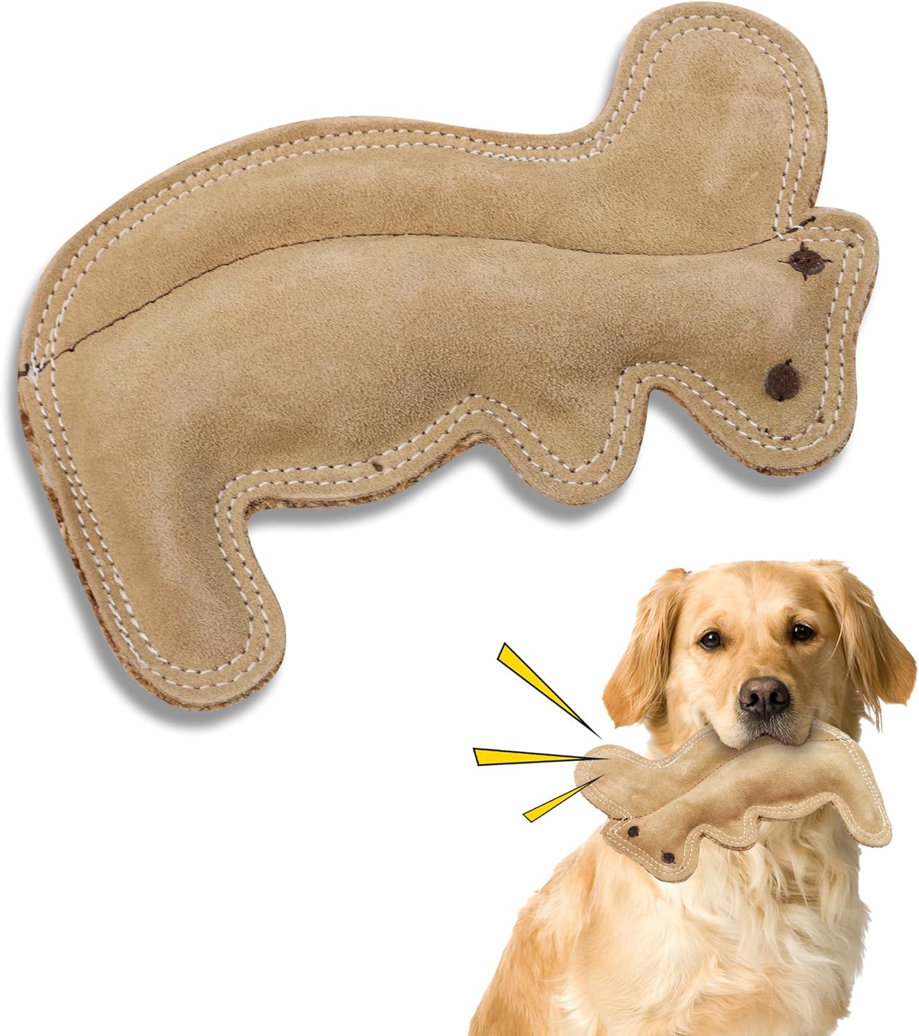 Dura-Fused Leather Squirrel Squeaky Toy - Durable Interactive Fun!