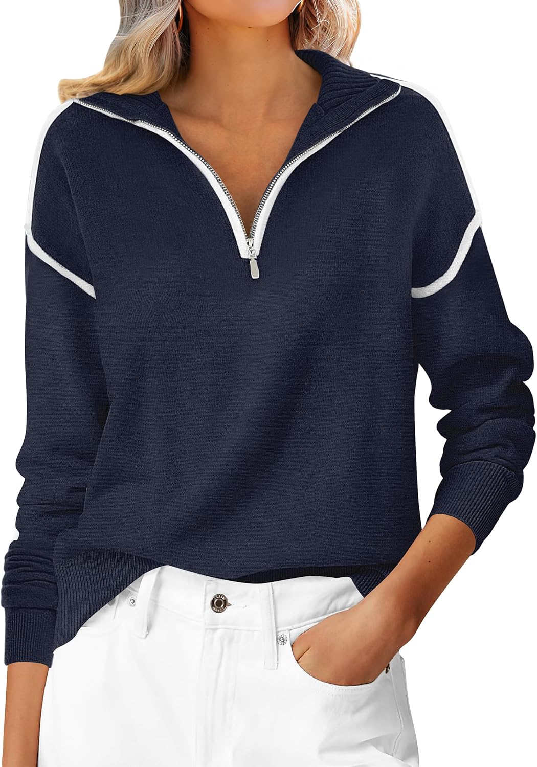 Womens Quarter Zip Sweaters for Business Casual Style
