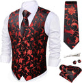 Mens Suit Vest Paisley Silk Jacquard Waistcoat Ties Set - Formal Match