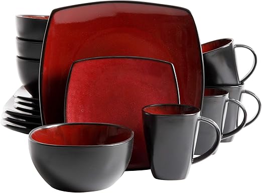 Gibson Soho Lounge 16-Piece Square Reactive Glaze Dinnerware Set