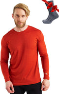 Merino Wool Base Layer Mens Long Sleeve - Warm, Soft, Lightweight
