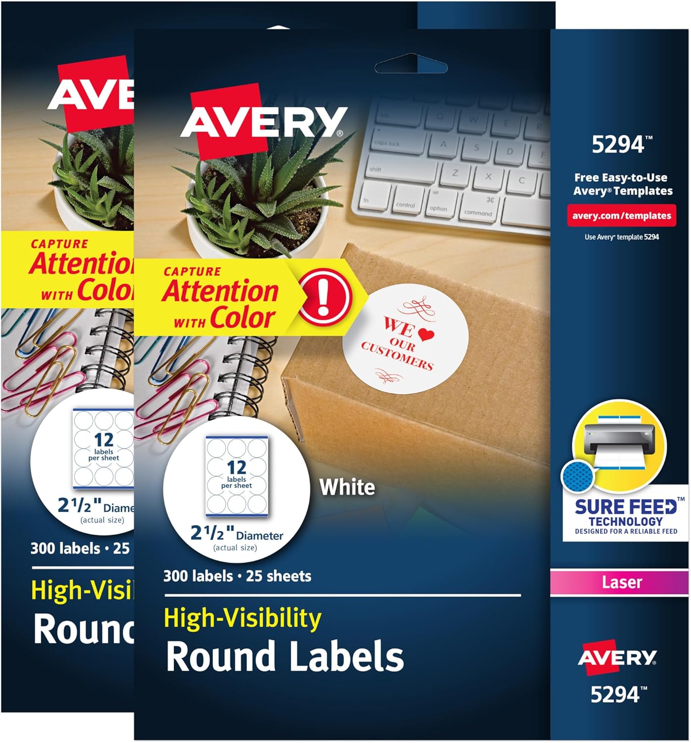 Avery High Visibility Printable Round Labels for Custom Stickers