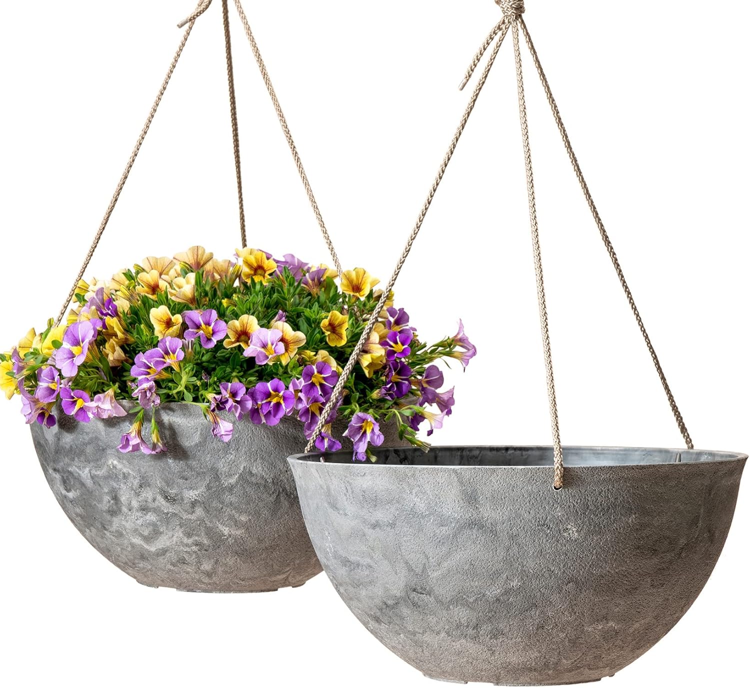Large Hanging Planters for Indoor Outdoor Plants - Set of 2