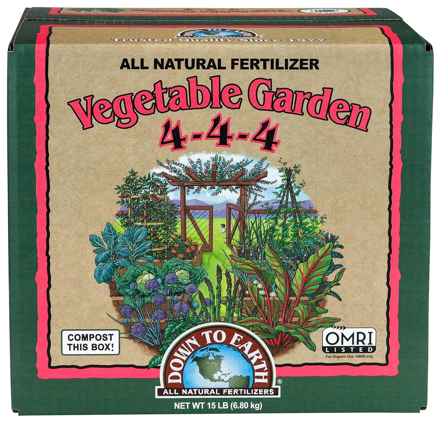 Down To Earth Organic Vegetable Garden Fertilizer 4-4-4, 15 lb