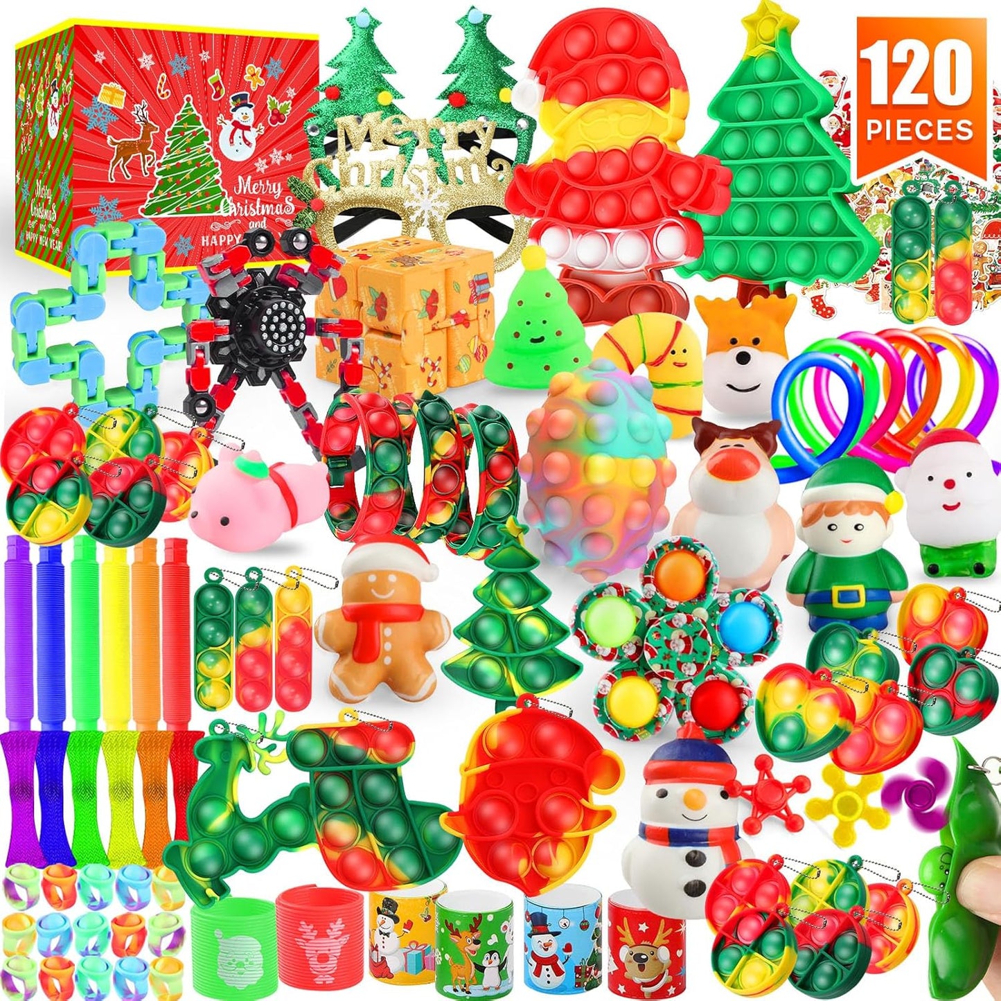 120 Pack Fidget Toy Keychains, Sensory Fun for All!