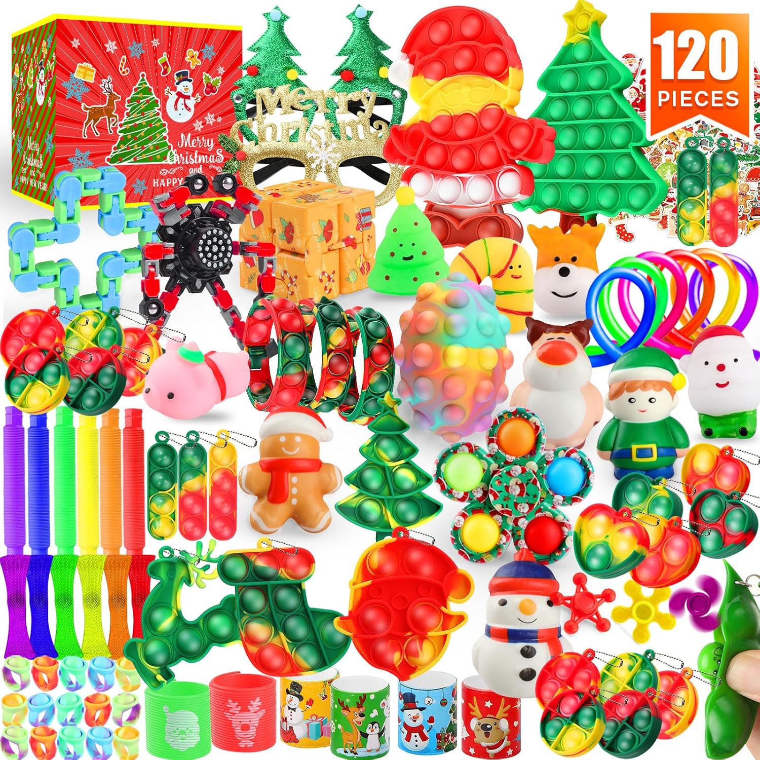 120 Pack Fidget Toy Keychains, Sensory Fun for All!