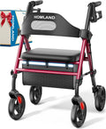 Foldable Rollator Walker with Seat and 8ft Wheels - Stable Mobility