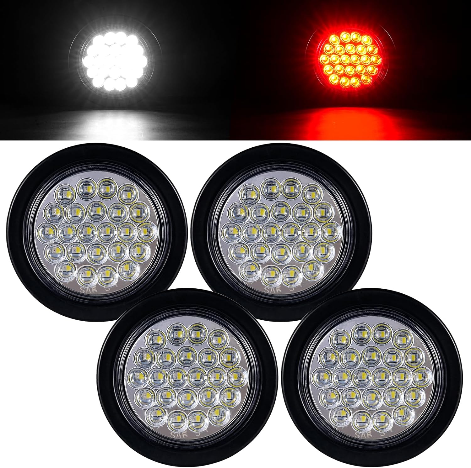 Pack of 4 4 Inch LED Round Trailer Lights for Trucks and Trailers
