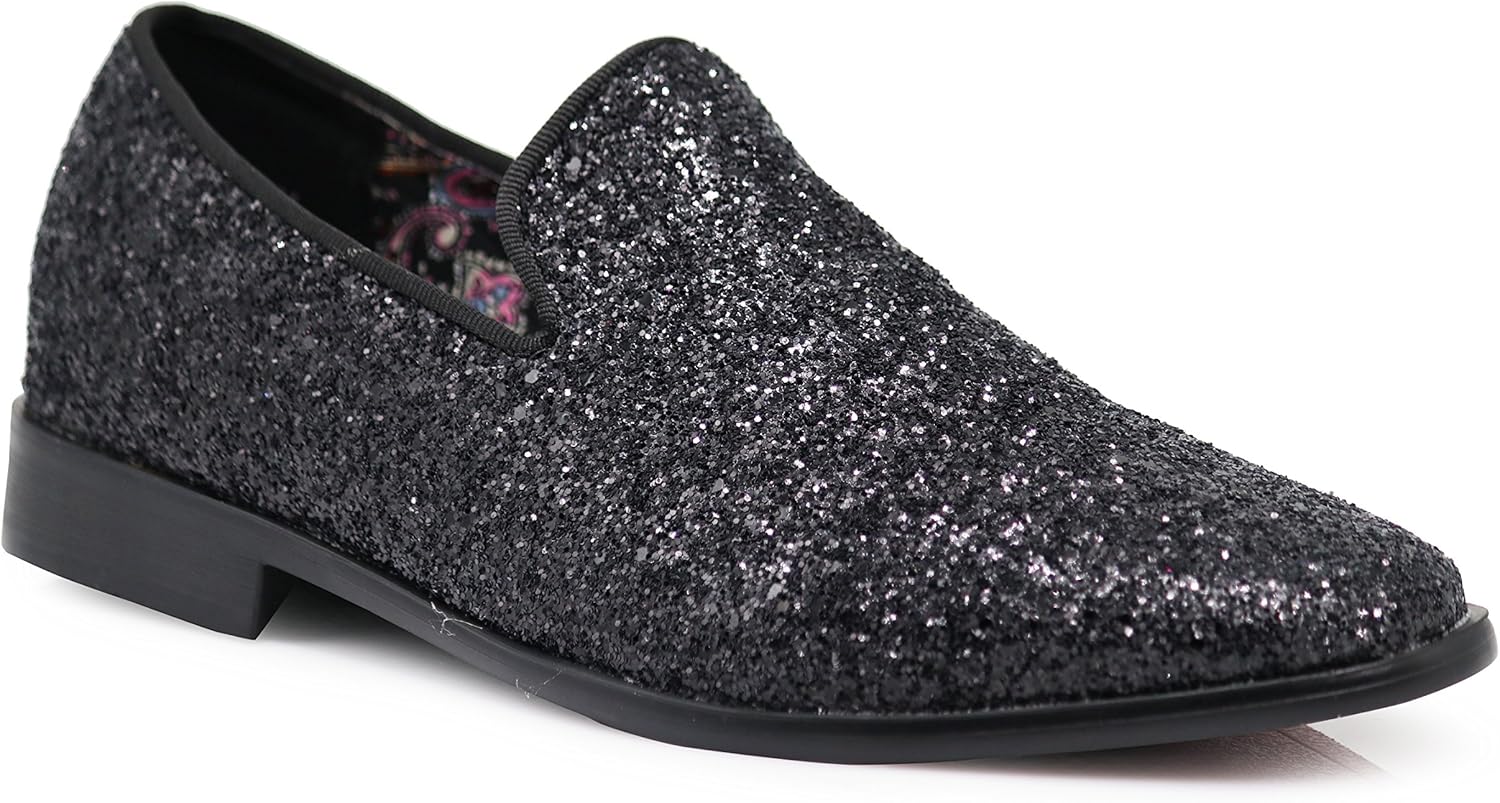 SPK04 Men's Vintage Glitter Dress Loafers for Stylish Occasions