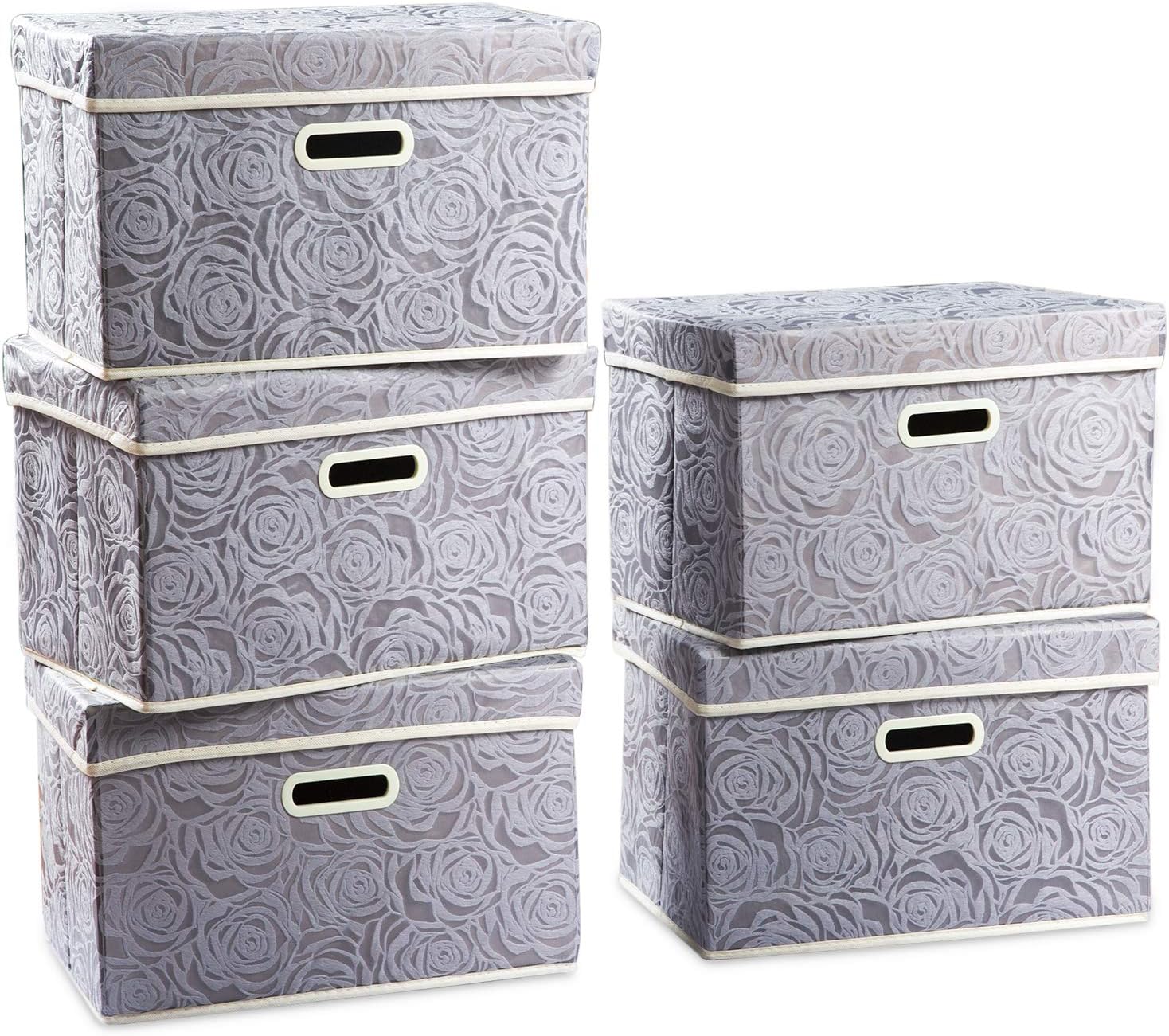 PRANDOM Foldable Storage Bins with Lids for Home Organization