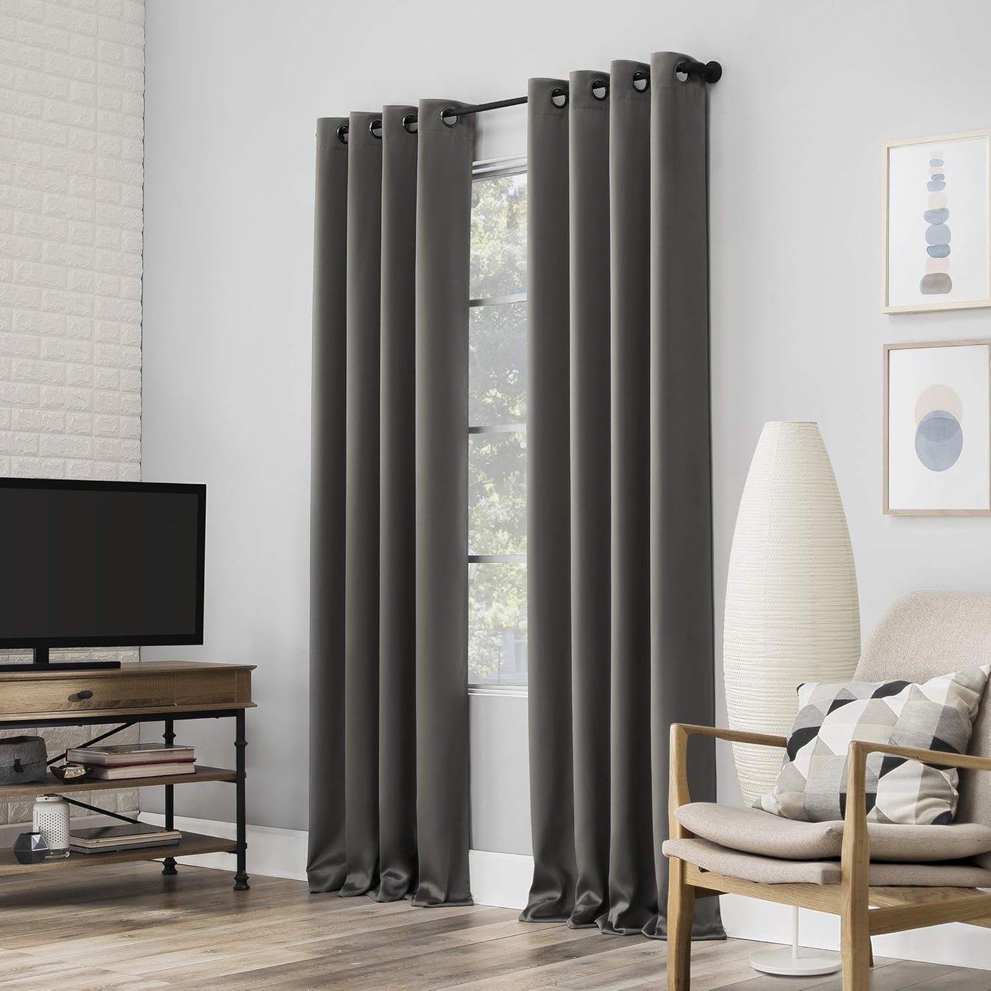 Sun Zero Nordic 100% Blackout Grommet Curtain Panel Pair