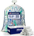Plasticplace 55-60 gallon Clear Trash Bags 1.5 mil - Heavy Duty Can