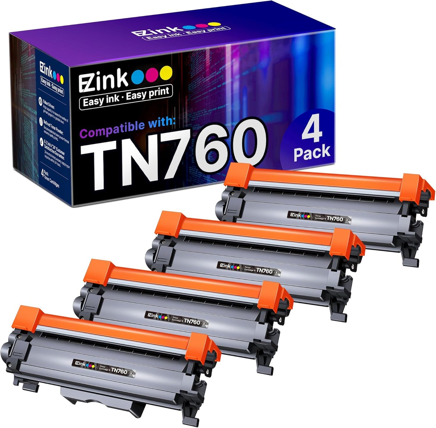 E-Z Ink TN760 Toner Cartridges Replacement for Brother Printers