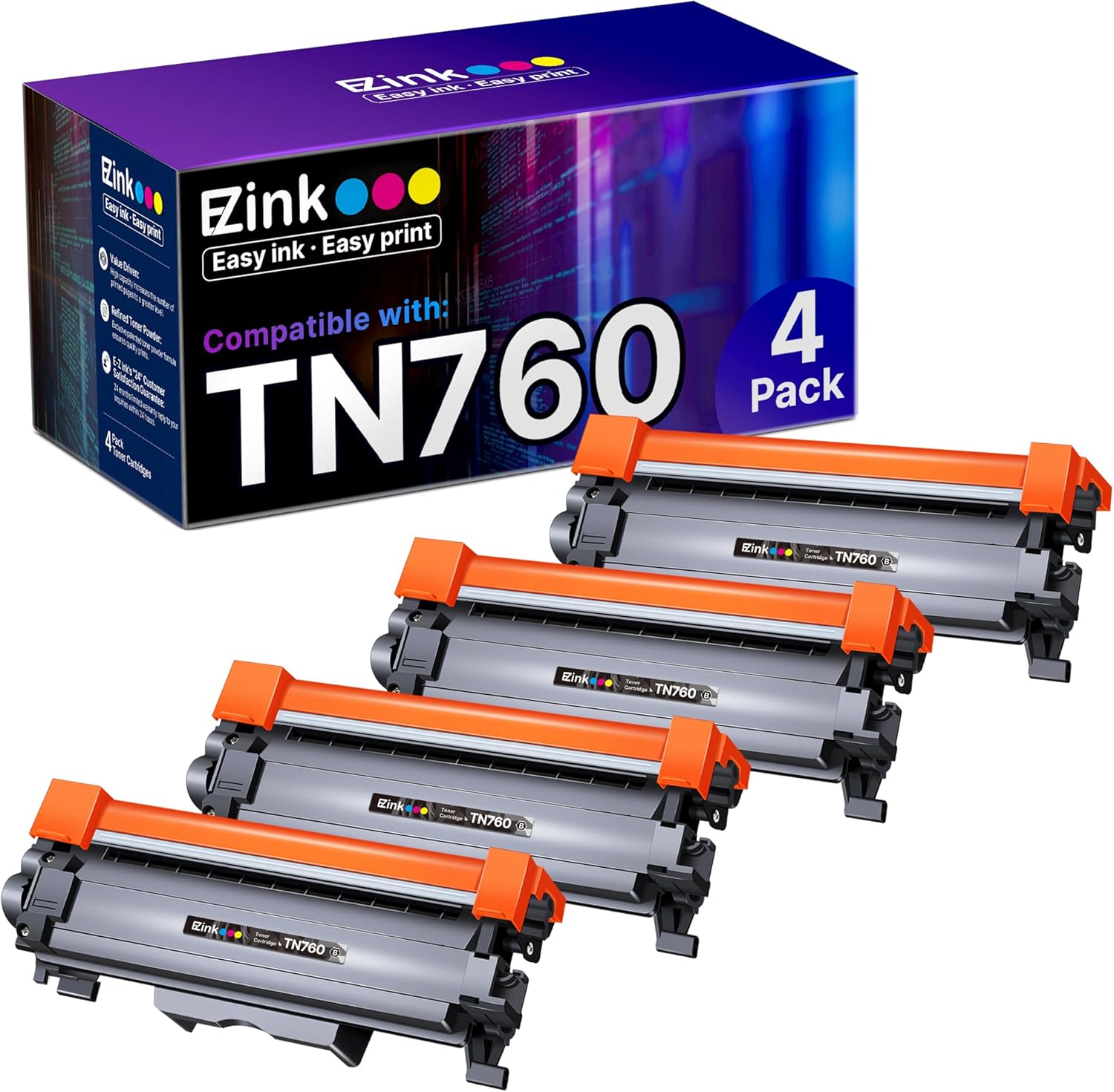 E-Z Ink TN760 Toner Cartridges Replacement for Brother Printers