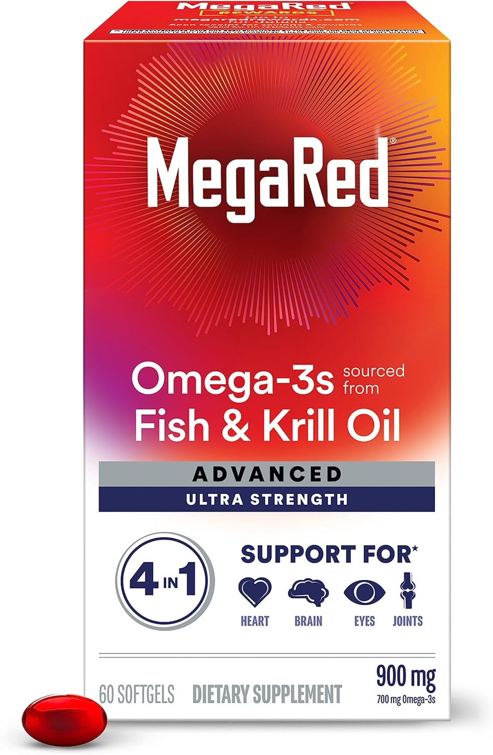 Megared Omega-3 Fish & Krill Oil Supplement for Heart Health