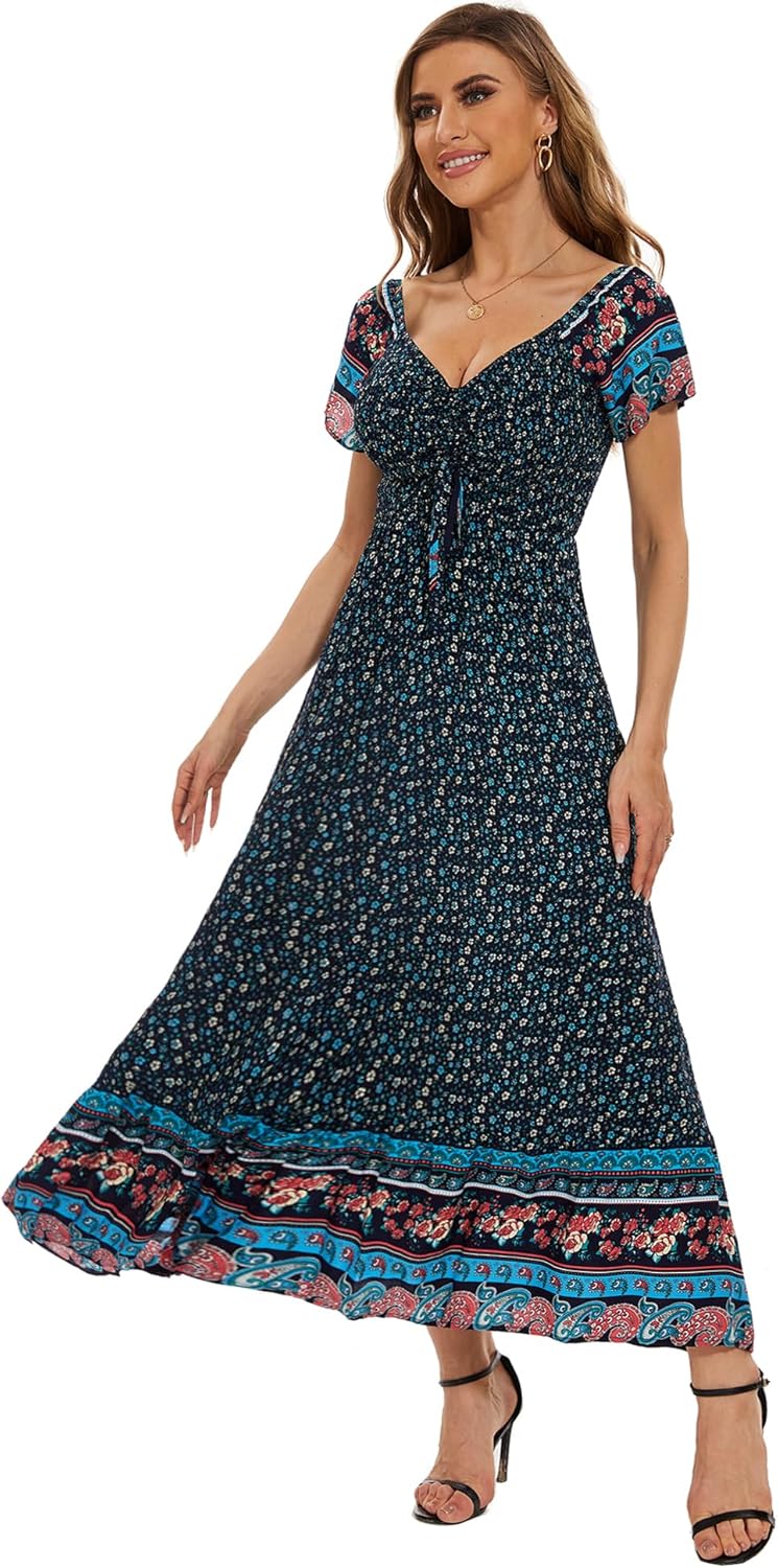 Women's Summer Floral Maxi Dress for Beach and Party Wear