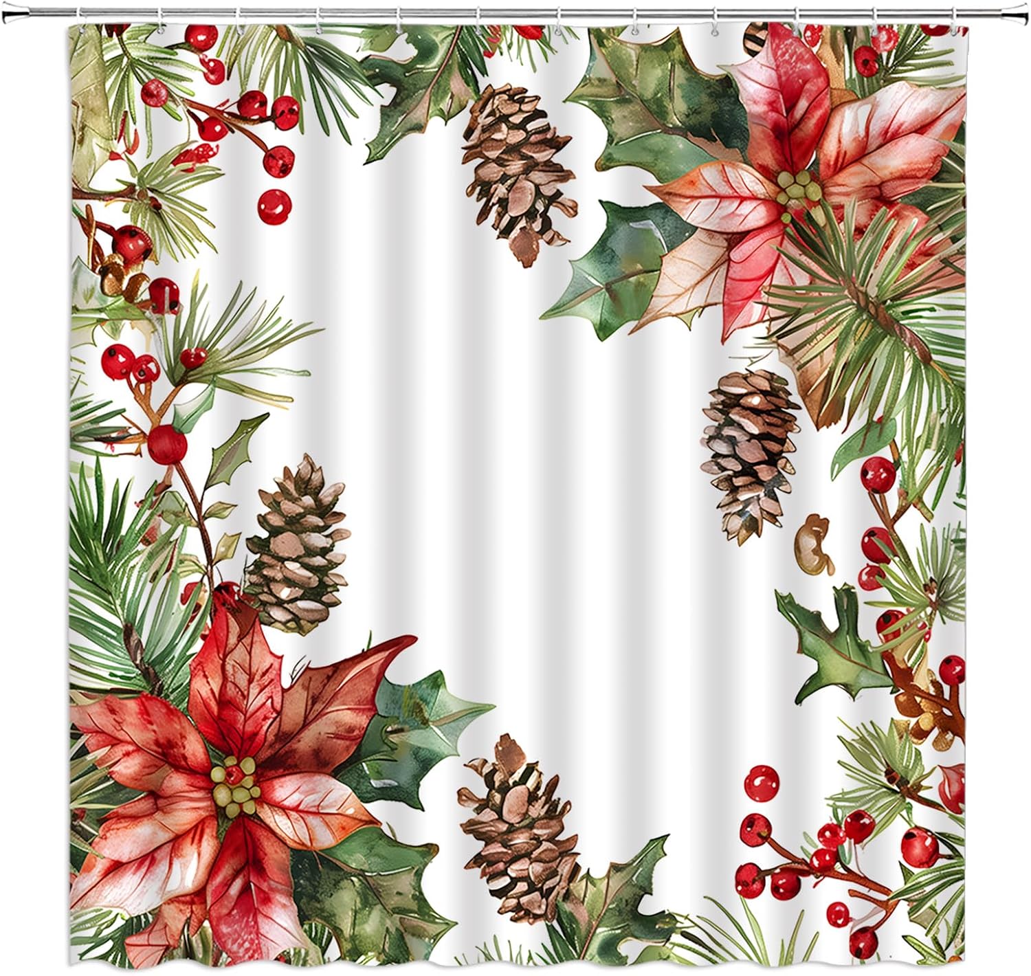 Rustic Christmas Shower Curtain - 70x70 Inches