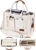 FIORETTO Canvas Tote Bag for Women with Zipper Closure - Organized