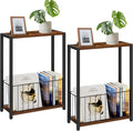 Narrow Side Tables Set of 2 in Rustic Brown - Slim End Tables