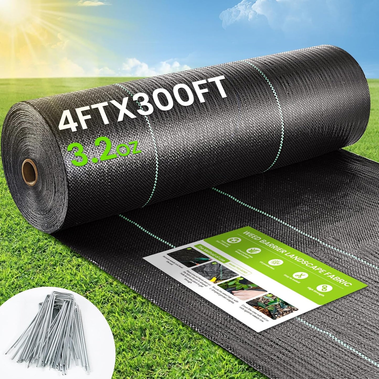 Weed Barrier Fabric 4x300ft Heavy Duty Durable Ground Cover