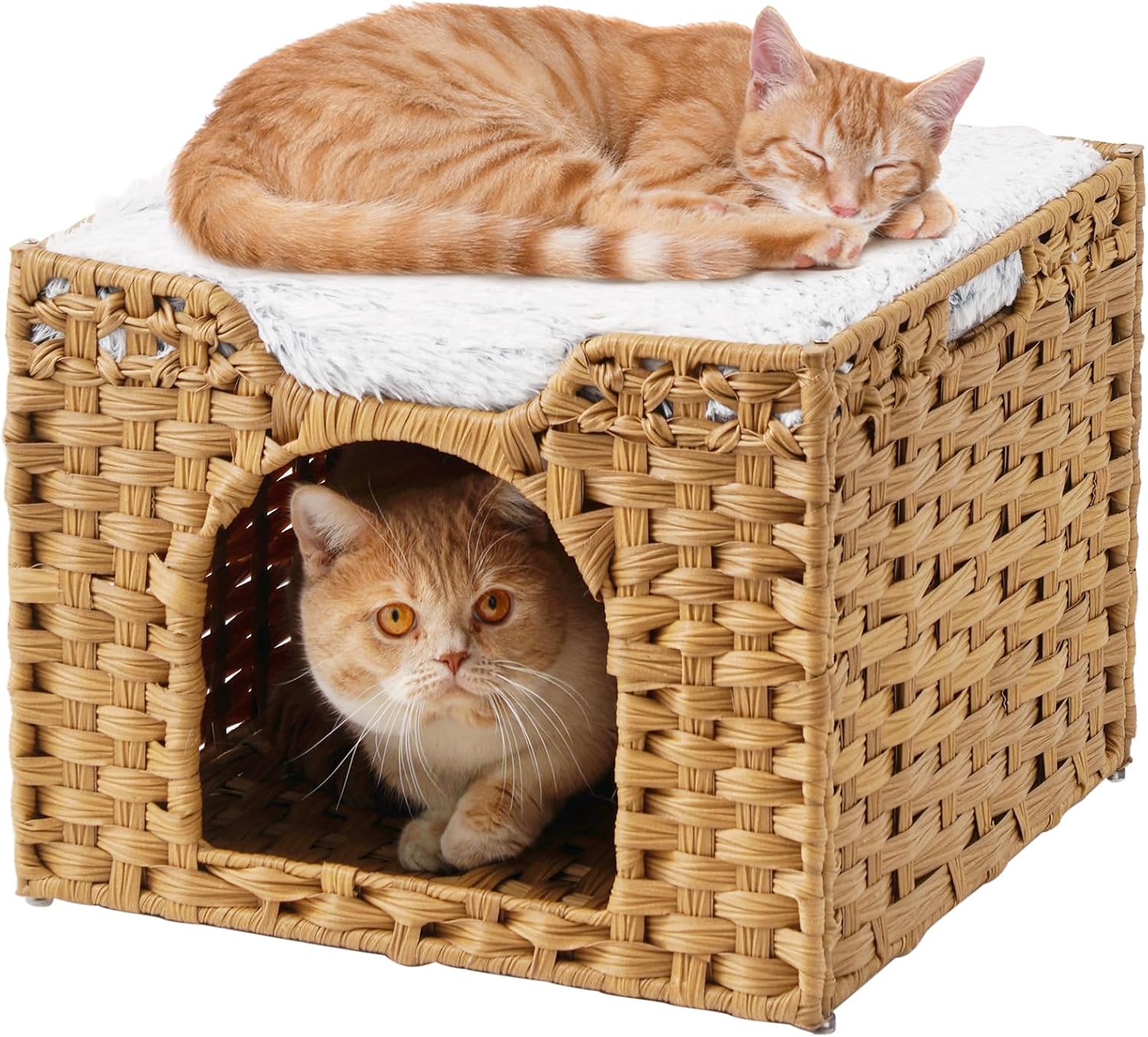 Handwoven Rattan Cat Cave for Indoor Cats - Cozy & Stylish