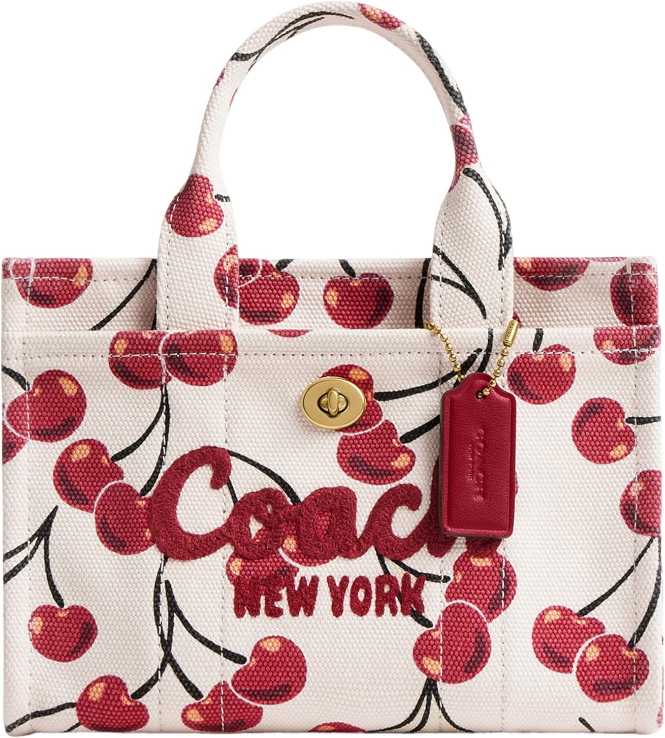 Coach Cargo Tote 20: Stylish Cherry Printed Canvas Design