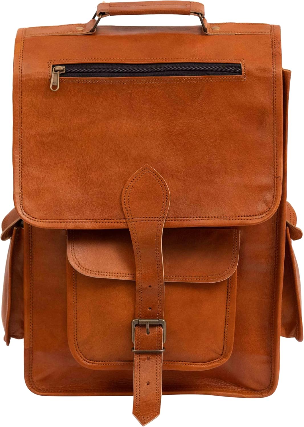 Vintage Leather Backpack Laptop Messenger Bag for Daily Use