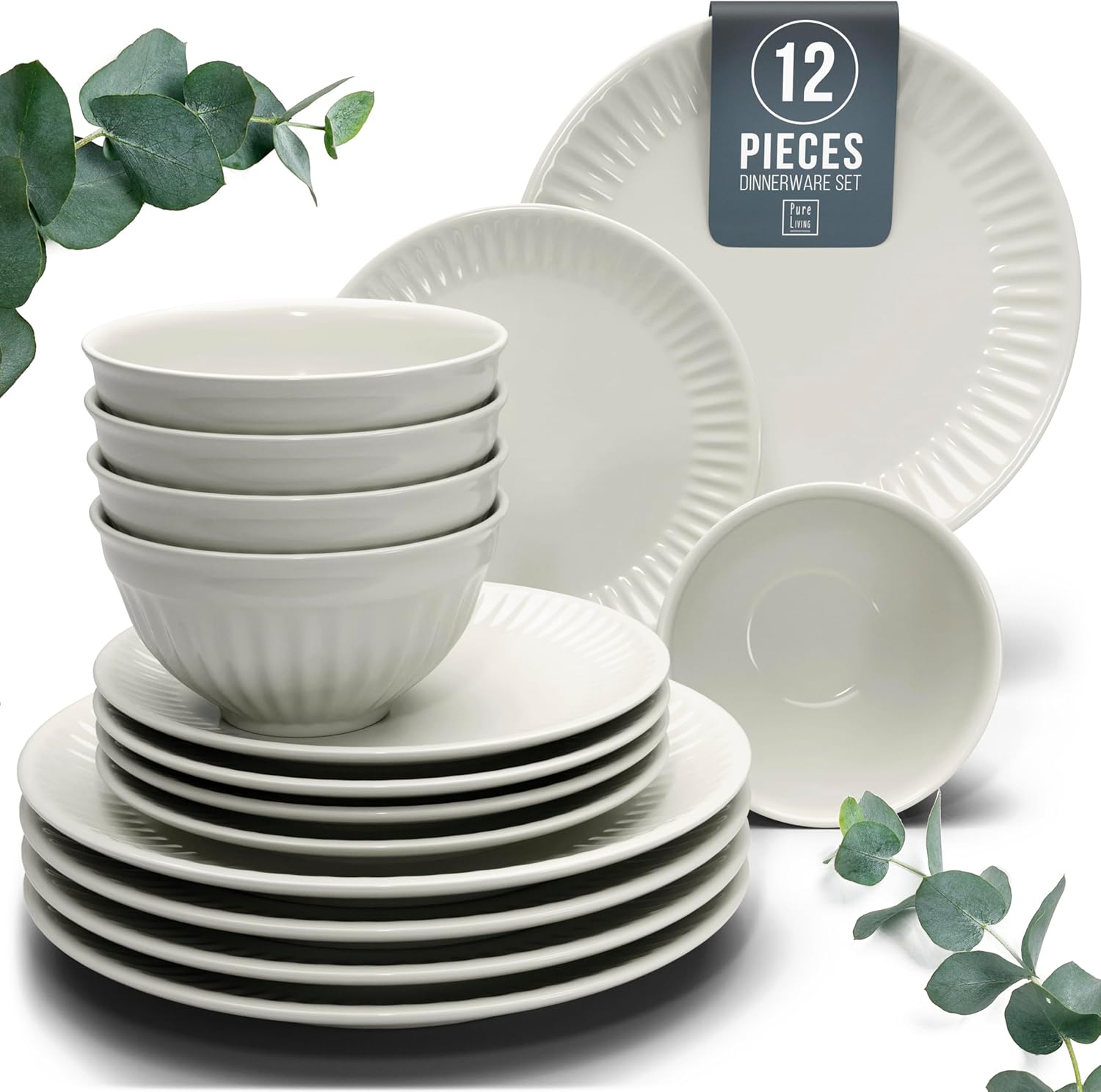 Stoneware Dinnerware Set for 4 People - Elegant Scandi Design