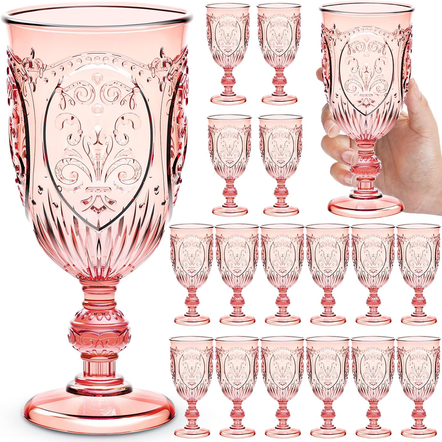18 Pack Plastic Goblets 10oz for Weddings and Parties