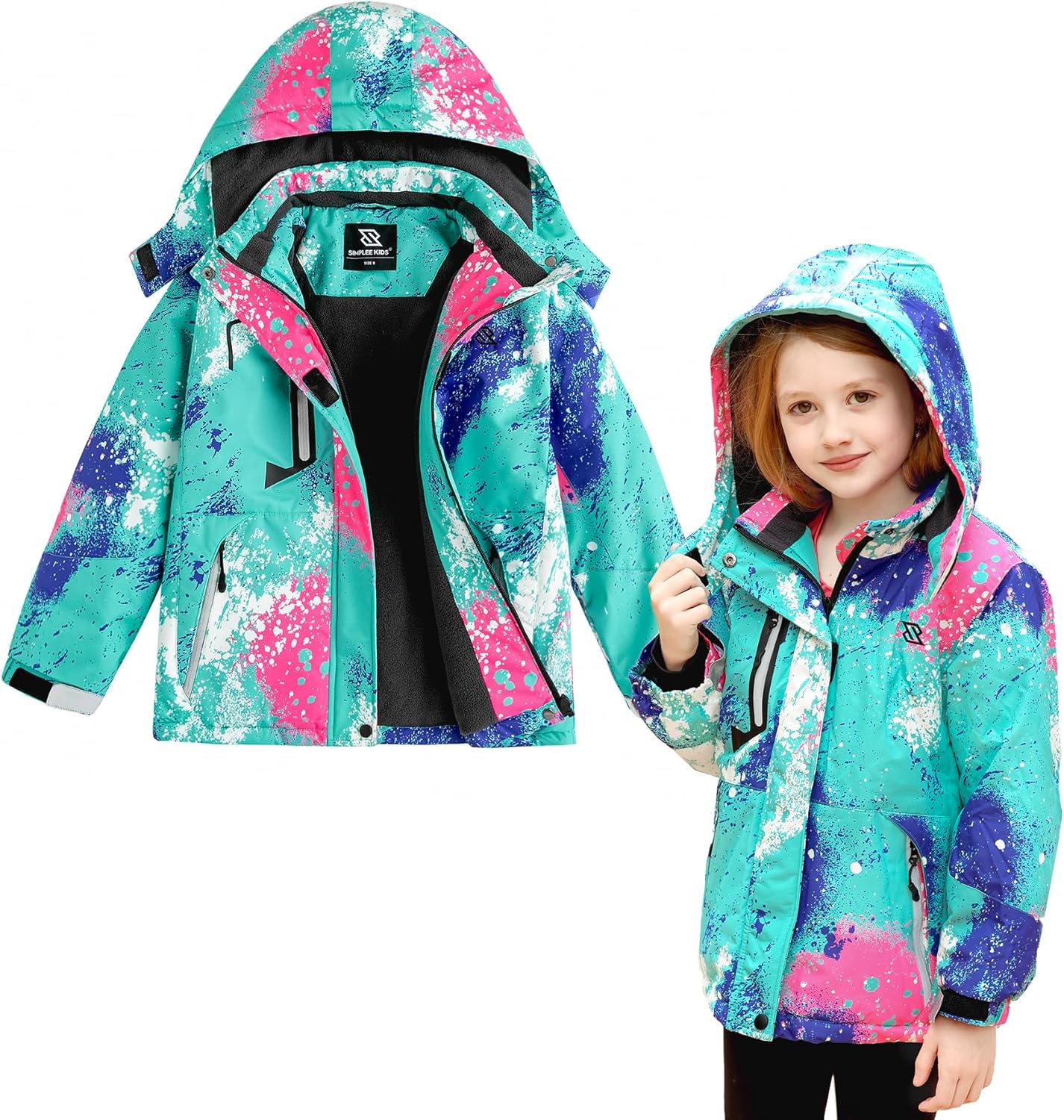 Simplee Kids Girls Waterproof Ski Snow Jacket for Winter Fun