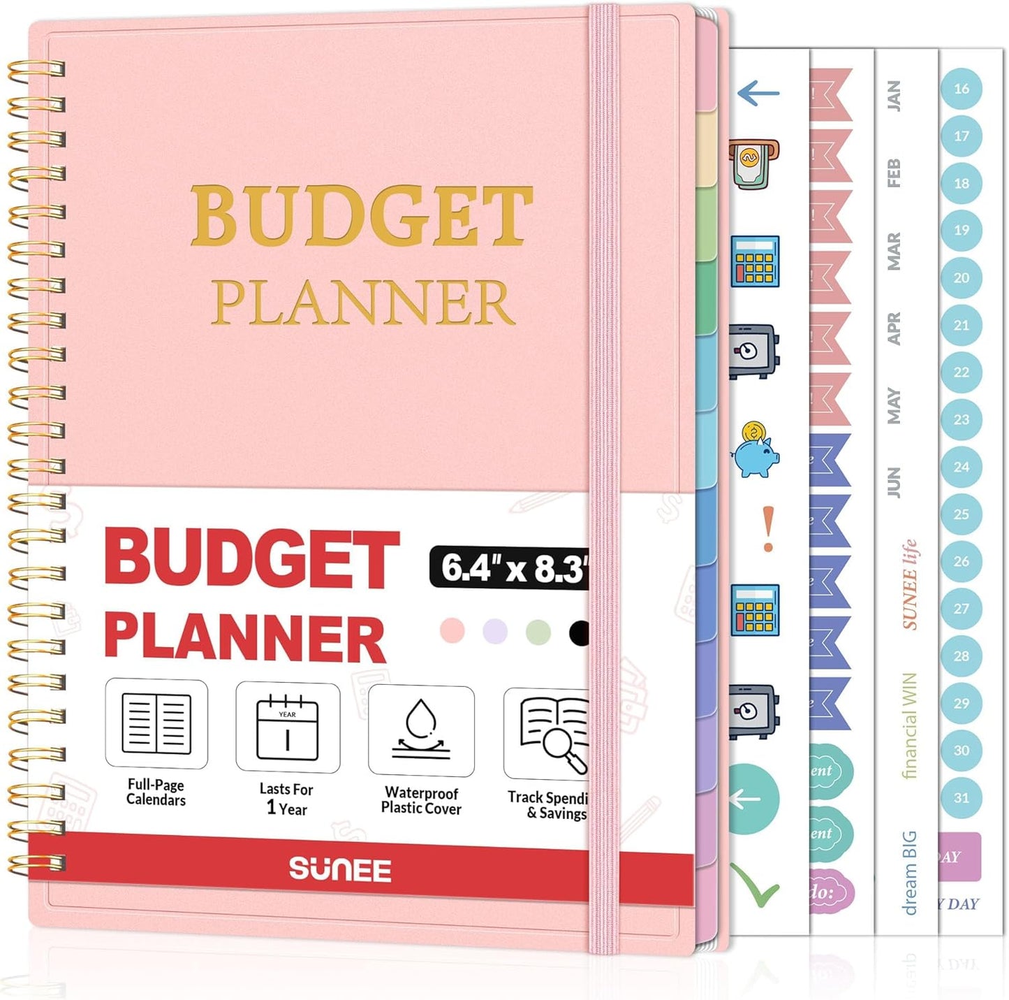 SUNEE Budget Planner - Manage Money Easily with Colorful Tabs