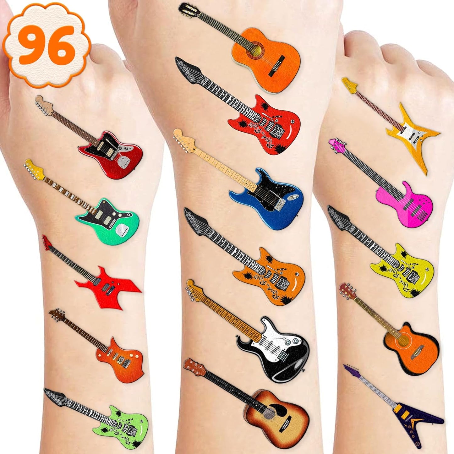 Musical Love Guitar Temporary Tattoos Set