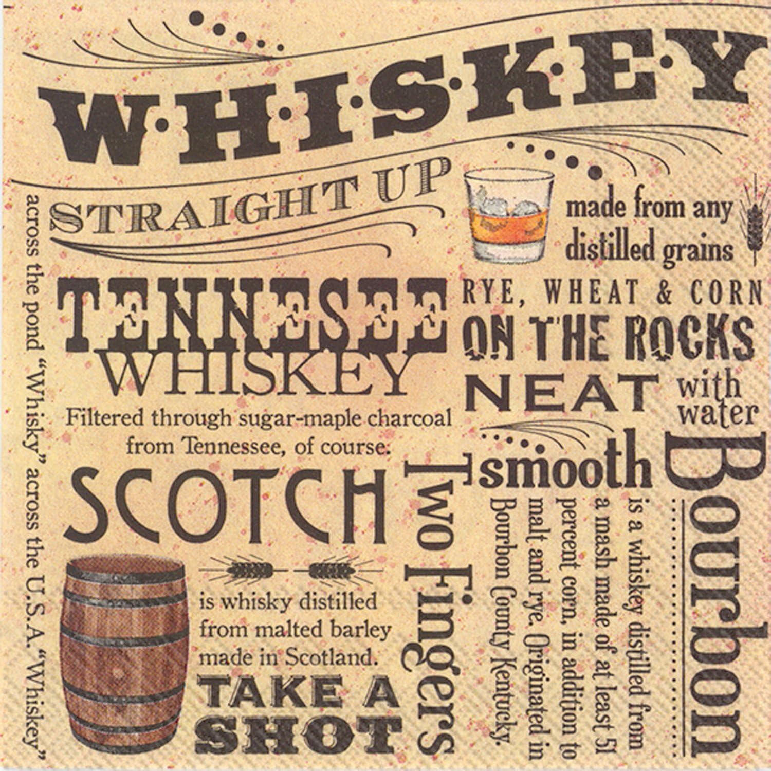 20-Count Whiskey Cocktail Napkins by Boston Int'l