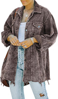 Oversized Corduroy Shirt Jacket Shacket - Washed Retro Style Hixiaohe