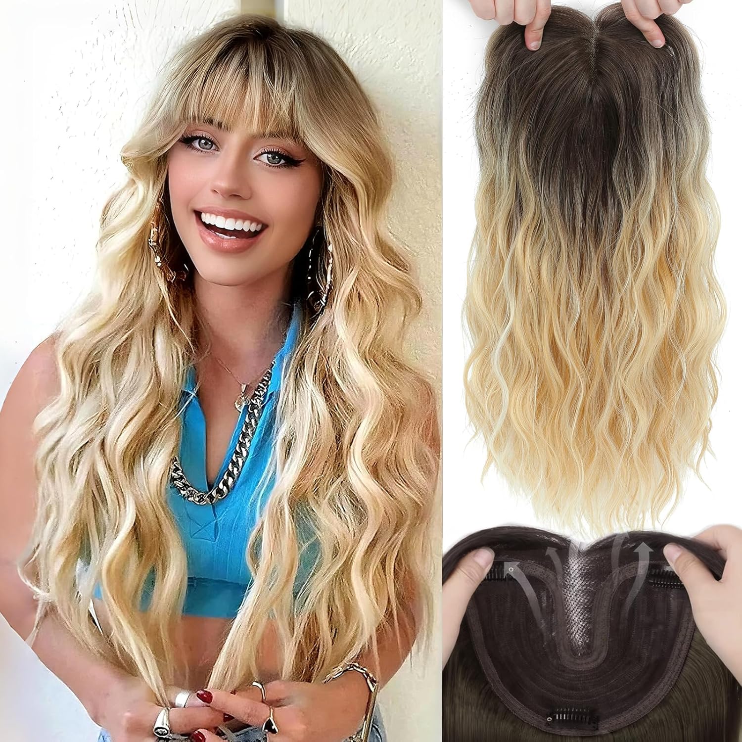 Hair Toppers for Women - 20 Inch Hand Tied Lightweight Wiglets