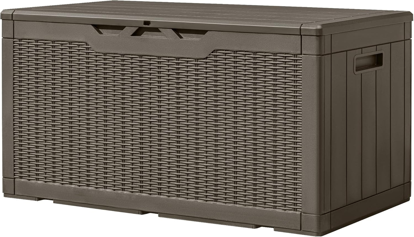 Greesum 100 Gallon Resin Deck Box for Outdoor Storage Solutions