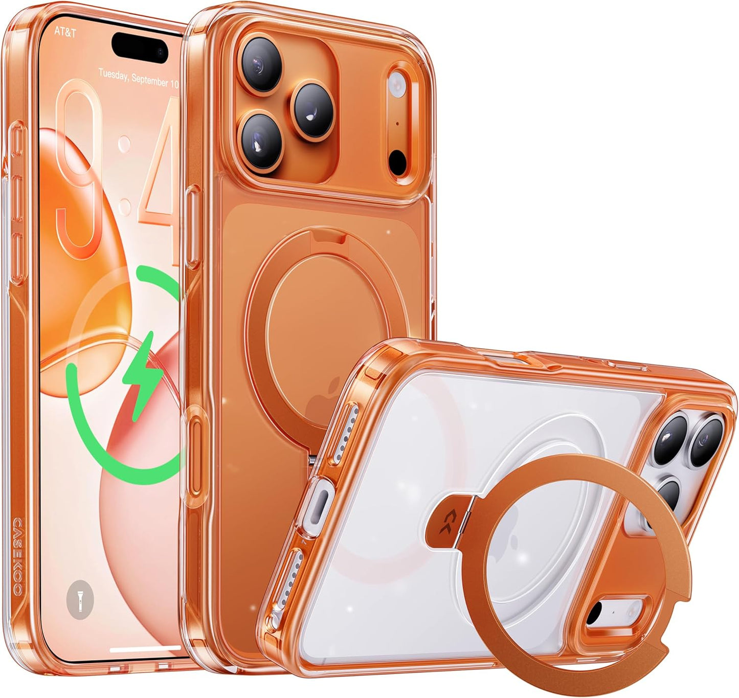 CASEKOO Cosmic Orange iPhone 17 Pro Case with Magnetic Stand