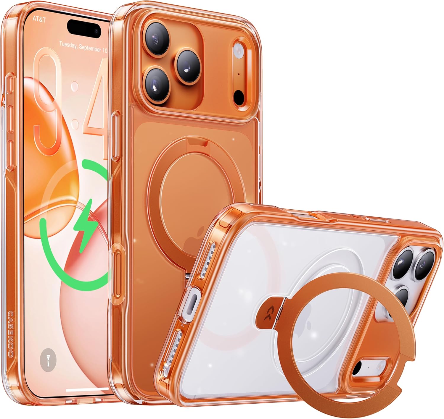 CASEKOO Cosmic Orange iPhone 17 Pro Case with Magnetic Stand
