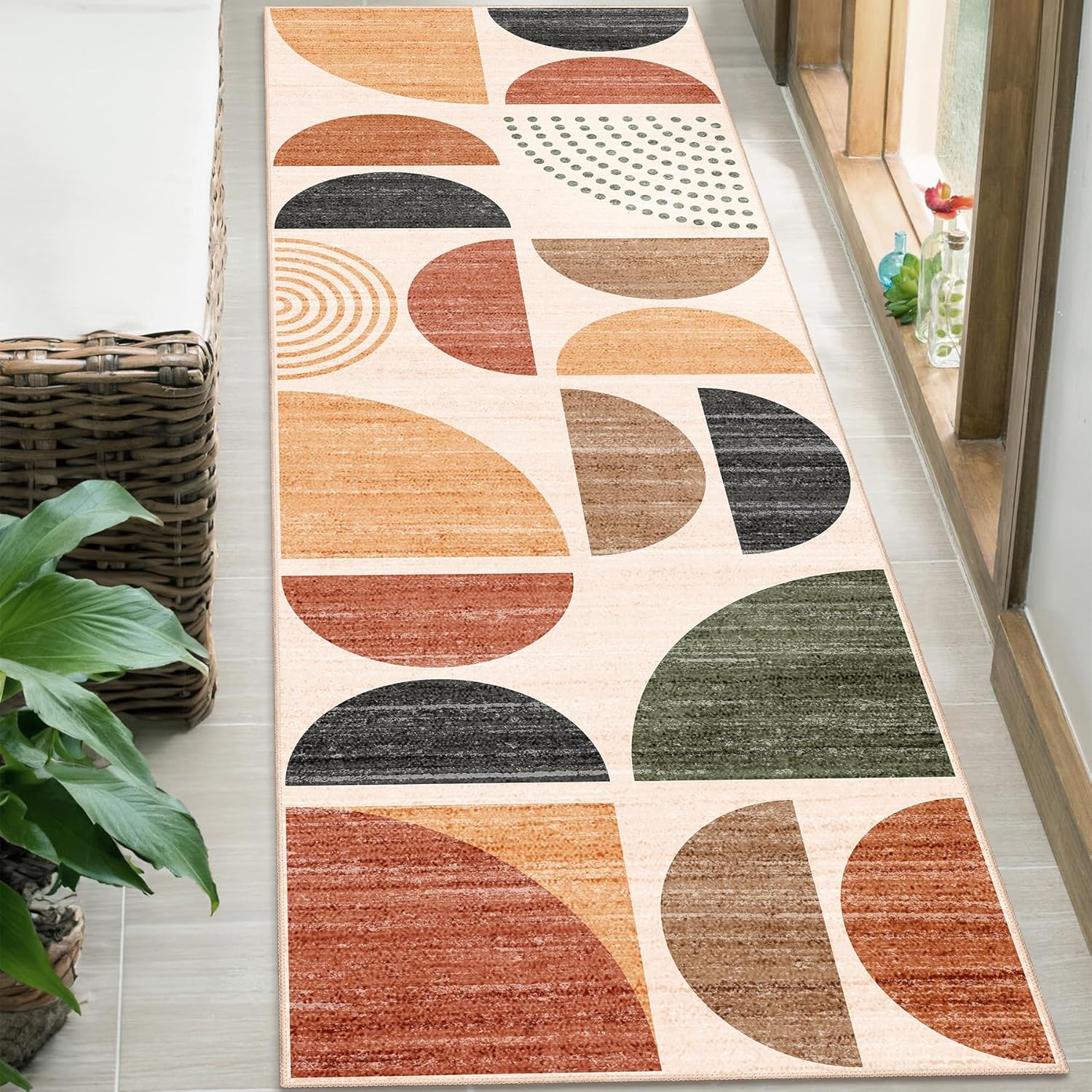 MUJOO Boho Runner Rug Washable 2x6 for Hallways and More