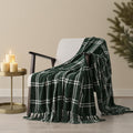 EVERGRACE Plaid Chenille Throw Blanket 60x80 - Soft Cozy Windowpane