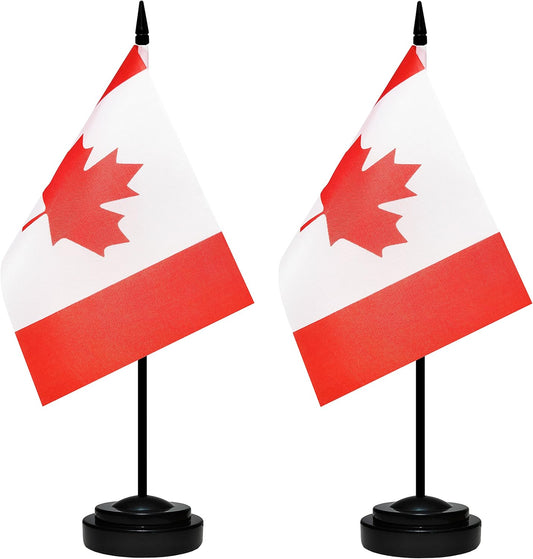Premium Canada Desk Flags - Double Pack for Office & Home
