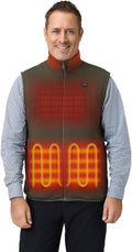 ORORO Upgraded Men's 4-Zone Heated Fleece Vest with Heated Collar