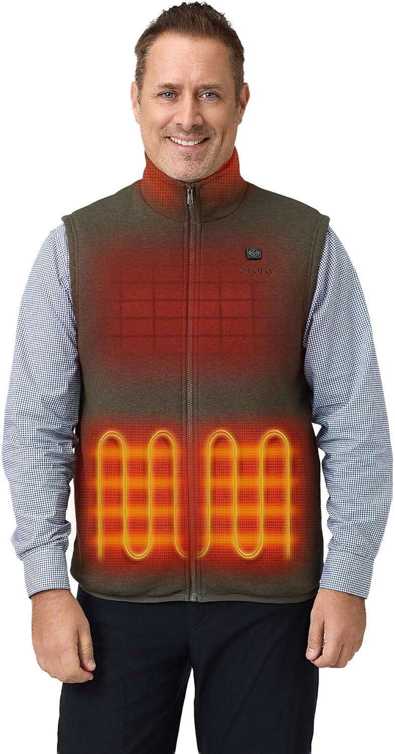 ORORO Men's Heated Fleece Vest with 4 Heating Zones for Comfort