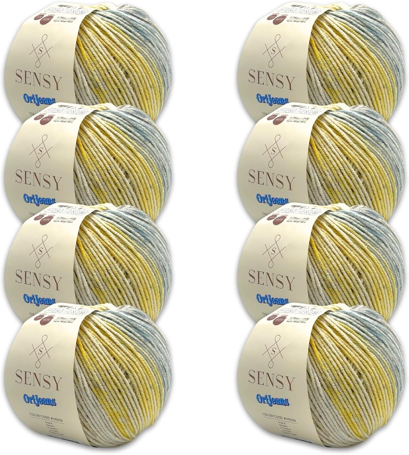 8 Skeins of Sensy OriJeans Yarn for Amigurumi and Crocheting