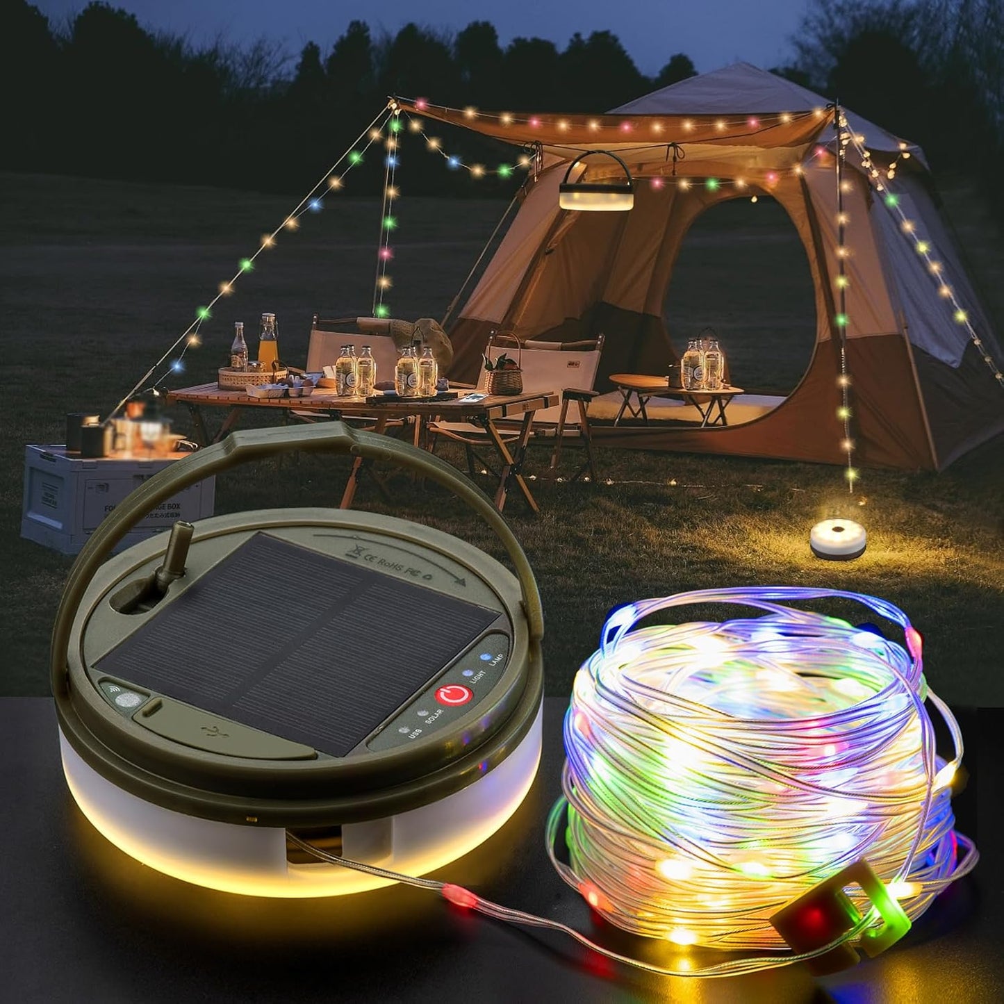 Sutaig Solar Camping String Lights: 8 Modes, Remote Control