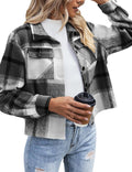 Flannel Cropped Shacket for Women - Plaid Button Down Fall Jacket
