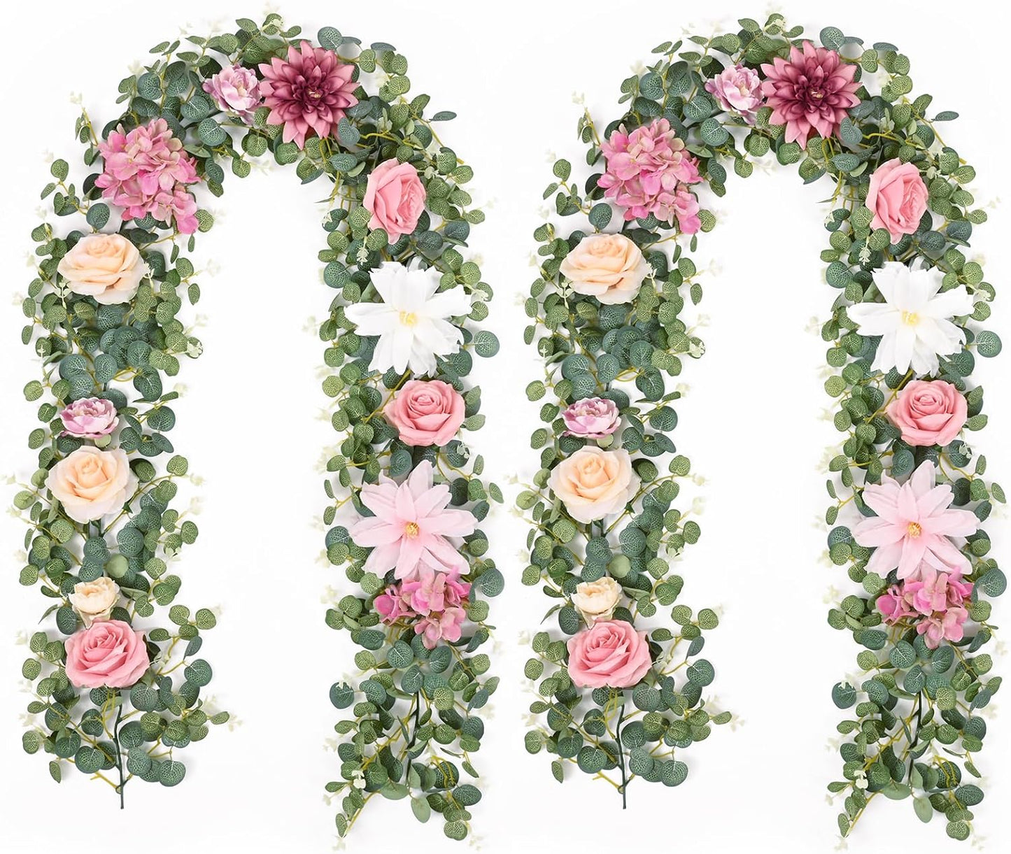 Artificial Flower Garland Decorations with Pink Roses for Home