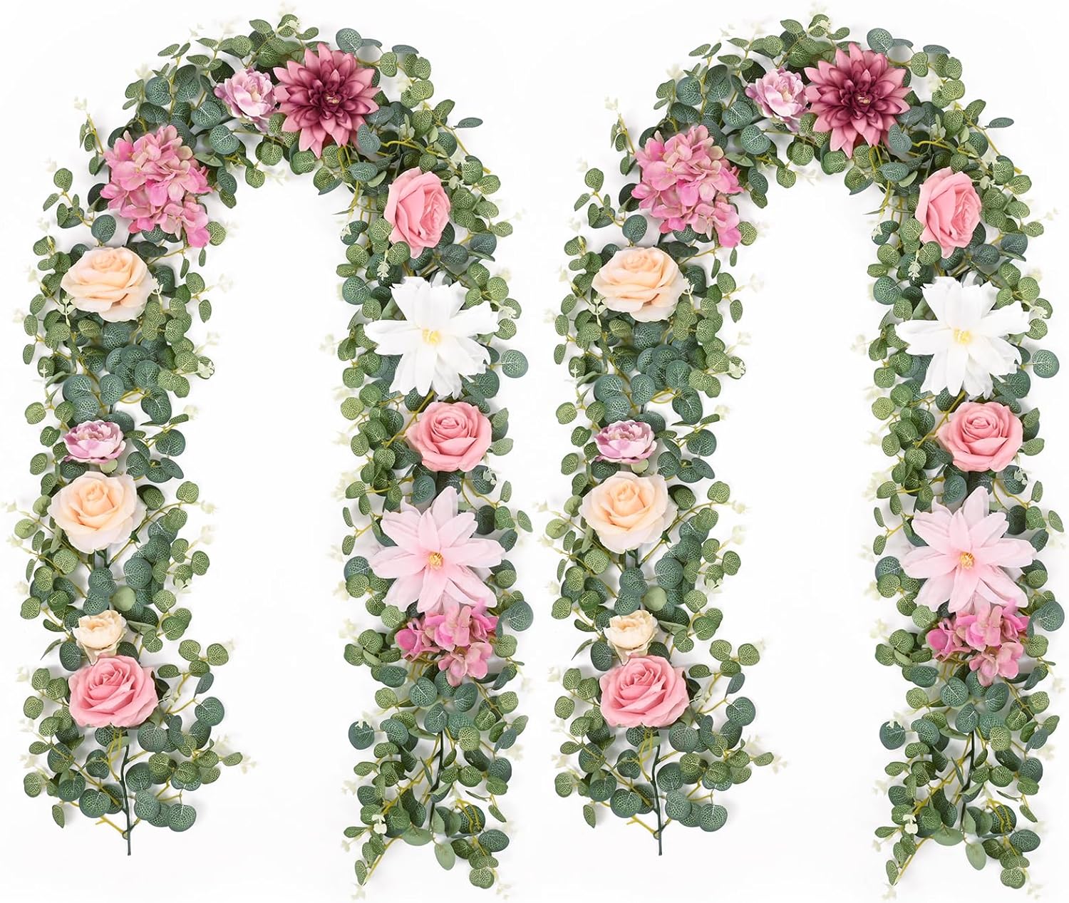 Artificial Flower Garland Decorations with Pink Roses for Home