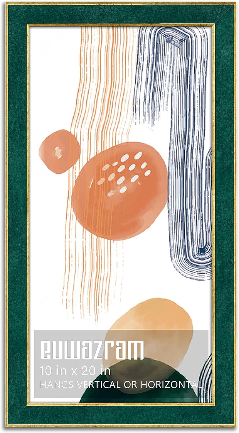 Elegant Green Suede 10x20 Picture Frame for Artwork and Photos