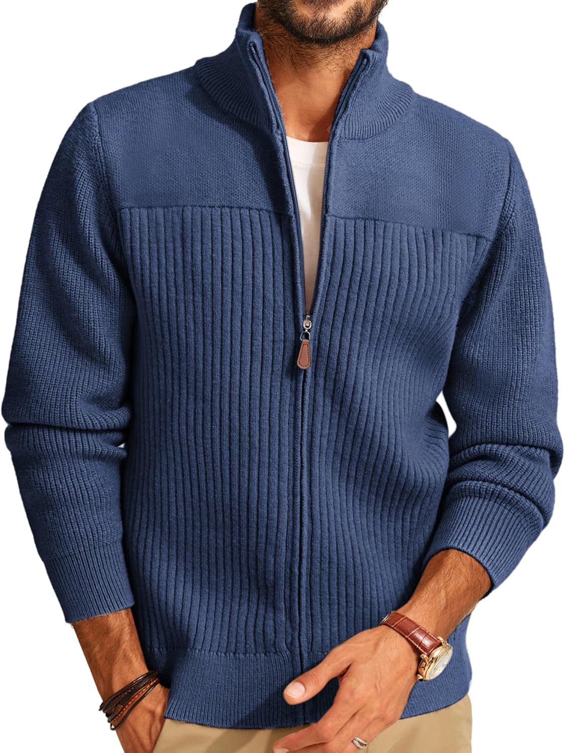 Men's Full Zipper Cardigan Sweater for Stylish Comfort